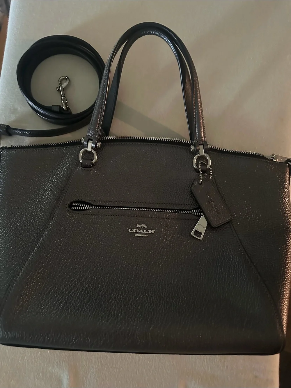 Coach Prairie Satchel 22788 Metallic Graphite Leather Crossbody